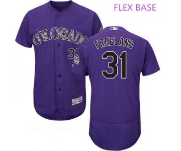 Men's Colorado Rockies #31 Kyle Freeland Purple Stitched MLB Majestic Flex Base Jersey