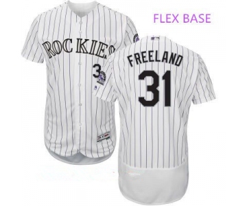 Men's Colorado Rockies #31 Kyle Freeland White Home Stitched MLB Majestic Flex Base Jersey