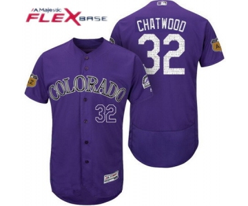 Men's Colorado Rockies #32 Tyler Chatwood Purple 2017 Spring Training Stitched MLB Majestic Flex Base Jersey