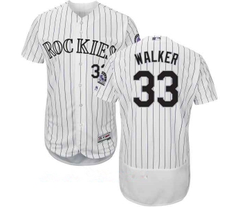 Men's Colorado Rockies #33 Larry Walker Retired White Home Stitched MLB Majestic Flex Base Jersey