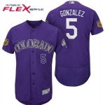 Men's Colorado Rockies #5 Carlos Gonzalez Purple 2017 Spring Training Stitched MLB Majestic Flex Base Jersey