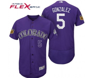 Men's Colorado Rockies #5 Carlos Gonzalez Purple 2017 Spring Training Stitched MLB Majestic Flex Base Jersey