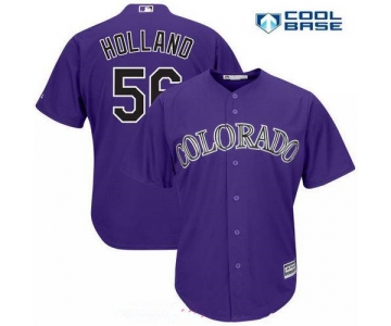 Men's Colorado Rockies #56 Greg Holland Purple Alternate Stitched MLB Majestic Cool Base Jersey