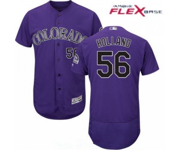 Men's Colorado Rockies #56 Greg Holland Purple Alternate Stitched MLB Majestic Flex Base Jersey