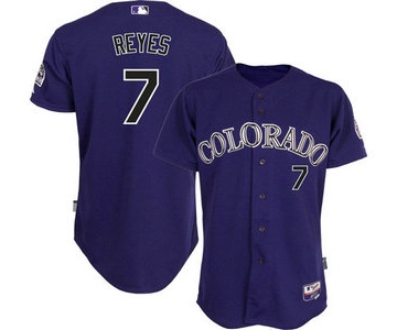 Men's Colorado Rockies #7 Jose Reyes Alternate Purple MLB Cool Base Jersey