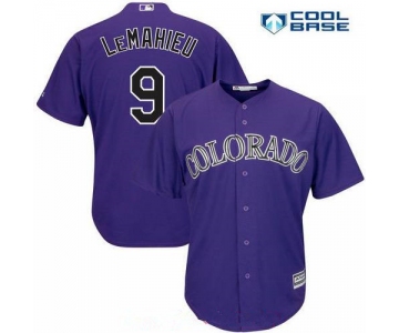 Men's Colorado Rockies #9 DJ LeMahieu Purple Alternate Stitched MLB Majestic Cool Base Jersey