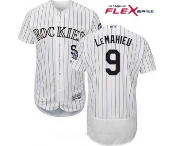 Men's Colorado Rockies #9 DJ LeMahieu White Home Stitched MLB Majestic Flex Base Jersey