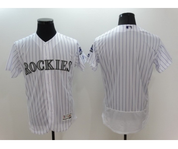 Men's Colorado Rockies Blank White Home 2016 Flexbase Majestic Baseball Jersey