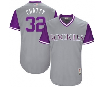 Men's Colorado Rockies Tyler Chatwood Chatty Majestic Gray 2017 Players Weekend Authentic Jersey