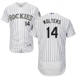 Rockies #14 Tony Wolters White Strip Flexbase Authentic Collection Stitched Baseball Jersey