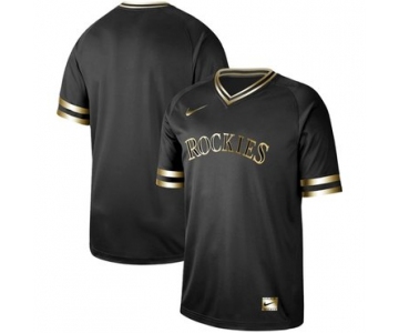 Rockies Blank Black Gold Authentic Stitched Baseball Jersey