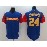 Men's Team Venezuela Baseball Majestic #24 Miguel Cabrera Royal Blue 2017 World Baseball Classic Stitched Replica Jersey