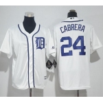 Tigers #24 Miguel Cabrera White Cool Base Stitched Youth Baseball Jersey