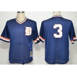Detroit Tigers #3 Allan Trammell Mesh BP Navy Blue Throwback Jersey
