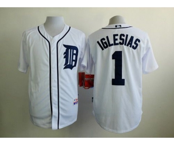 Men's Detroit Tigers #1 Jose Iglesias White Jersey