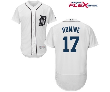 Men's Detroit Tigers #17 Andrew Romine White Home Stitched MLB Majestic Flex Base Jersey