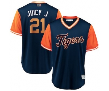 Men's Detroit Tigers 21 Jacoby Jones Juicy J Majestic Navy 2018 Players' Weekend Cool Base Jersey