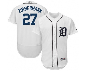 Men's Detroit Tigers 27 Jordan Zimmermann Majestic White 2018 Home Flex Base Authentic Collection Player Jersey