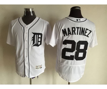 Men's Detroit Tigers #28 J. D. Martinez Whtie Home Stitched Baseball Jersey