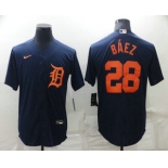 Men's Detroit Tigers #28 Javier Baez Navy Blue Stitched Cool Base Nike Jersey