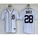 Men's Detroit Tigers #28 Javier Baez White Stitched Cool Base Nike Jersey