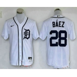 Men's Detroit Tigers #28 Javier Baez White Stitched Cool Base Nike Jersey