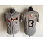 Men's Detroit Tigers #3 Ian Kinsler Gray Road 2016 Flexbase Majestic Baseball Jersey