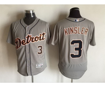 Men's Detroit Tigers #3 Ian Kinsler Gray Road 2016 Flexbase Majestic Baseball Jersey