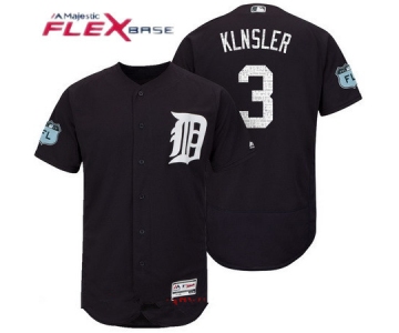 Men's Detroit Tigers #3 Ian Klnsler Navy Blue 2017 Spring Training Stitched MLB Majestic Flex Base Jersey