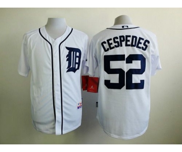 Men's Detroit Tigers #52 Yoenis Cespedes White Jersey