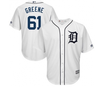 Men's Detroit Tigers 61 Shane Greene Majestic White Cool Base Player Jersey