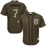 Men's Detroit Tigers #7 Ivan Rodriguez Retired Green Salute To Service Stitched MLB Majestic Cool Base Jersey