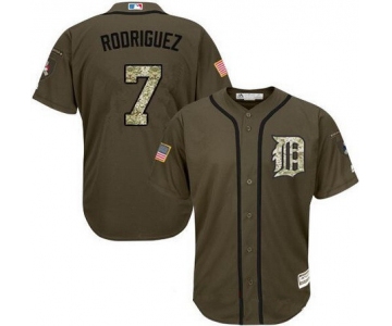 Men's Detroit Tigers #7 Ivan Rodriguez Retired Green Salute To Service Stitched MLB Majestic Cool Base Jersey