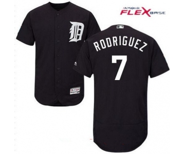 Men's Detroit Tigers #7 Ivan Rodriguez Retired Navy Blue Stitched MLB Majestic Flex Base Jersey