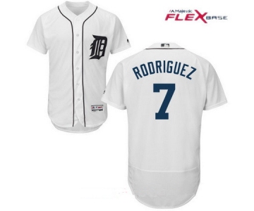 Men's Detroit Tigers #7 Ivan Rodriguez Retired White Stitched MLB Majestic Flex Base Jersey