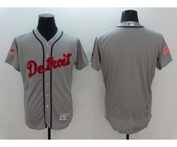 Men's Detroit Tigers Blank Gray Fashion Stars & Stripes 2016 Flexbase MLB Independence Day Jersey
