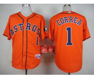 Men's Houston Astros #1 Carlos Correa Orange Jersey