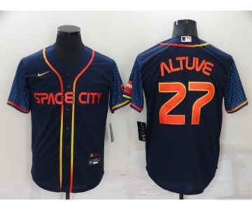 Men's Houston Astros #27 Jose Altuve 2022 Navy City Connect Cool Base Stitched Jersey