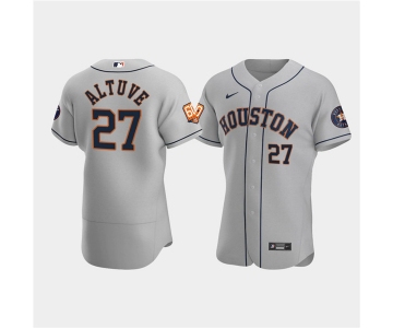 Men's Houston Astros #27 Jose Altuve Gray 60th Anniversary Flex Base Stitched Baseball Jersey