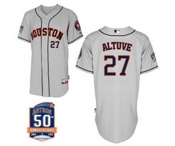 Men's Houston Astros #27 Jose Altuve Gray Jersey With 50th Anniversary Patch