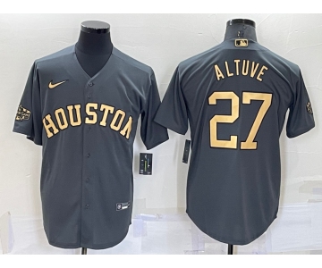 Men's Houston Astros #27 Jose Altuve Grey 2022 All Star Stitched Cool Base Nike Jersey