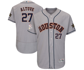 Men's Houston Astros #27 Jose Altuve Majestic Gray 2017 MLB All-Star Game Worn Stitched MLB Flex Base Jersey