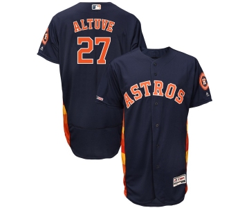 Men's Houston Astros 27 Jose Altuve Navy 150th Patch Flexbase Jersey