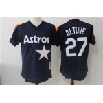 Men's Houston Astros #27 Jose Altuve Navy Blue Throwback Mesh Batting Practice Stitched MLB Mitchell & Ness Jersey
