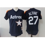 Men's Houston Astros #27 Jose Altuve Navy Blue Throwback Mesh Batting Practice Stitched MLB Mitchell & Ness Jersey
