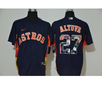 Men's Houston Astros #27 Jose Altuve Navy Blue Unforgettable Moment Stitched Fashion MLB Cool Base Nike Jersey
