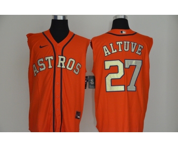 Men's Houston Astros #27 Jose Altuve Orange Gold 2020 Cool and Refreshing Sleeveless Fan Stitched MLB Nike Jersey