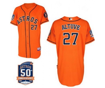 Men's Houston Astros #27 Jose Altuve Orange Jersey With 50th Anniversary Patch