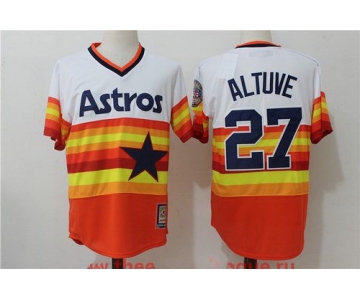 Men's Houston Astros #27 Jose Altuve Orange Rainbow Cooperstown Stitched MLB Majestic Cool Base Jersey