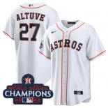 Men's Houston Astros #27 Jose Altuve White 2022 World Series Champions Home Stitched Baseball Jersey